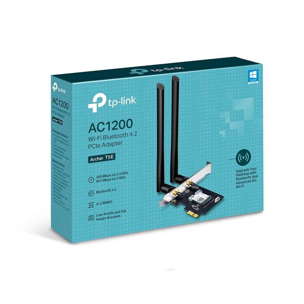 Adaptador  Wi-Fi  doble banda AC1200 y Bluetooth 4.2 PCIe TP-link Archer T5E