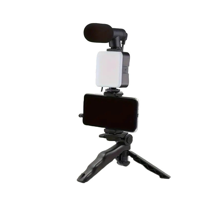 Kit soporte para celular con luz y micrófono para transmisiones en vivo Vlogging