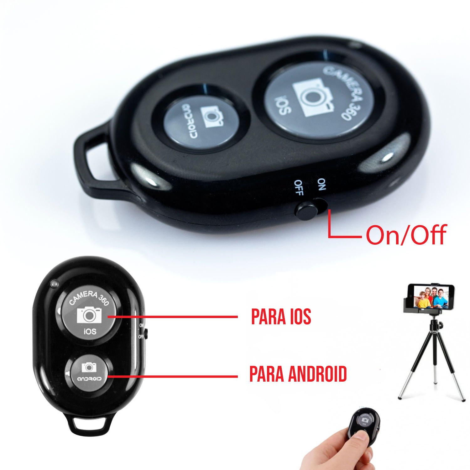 Control remoto / disparador bluetooth shutter para cámaras de celulares y tabletas