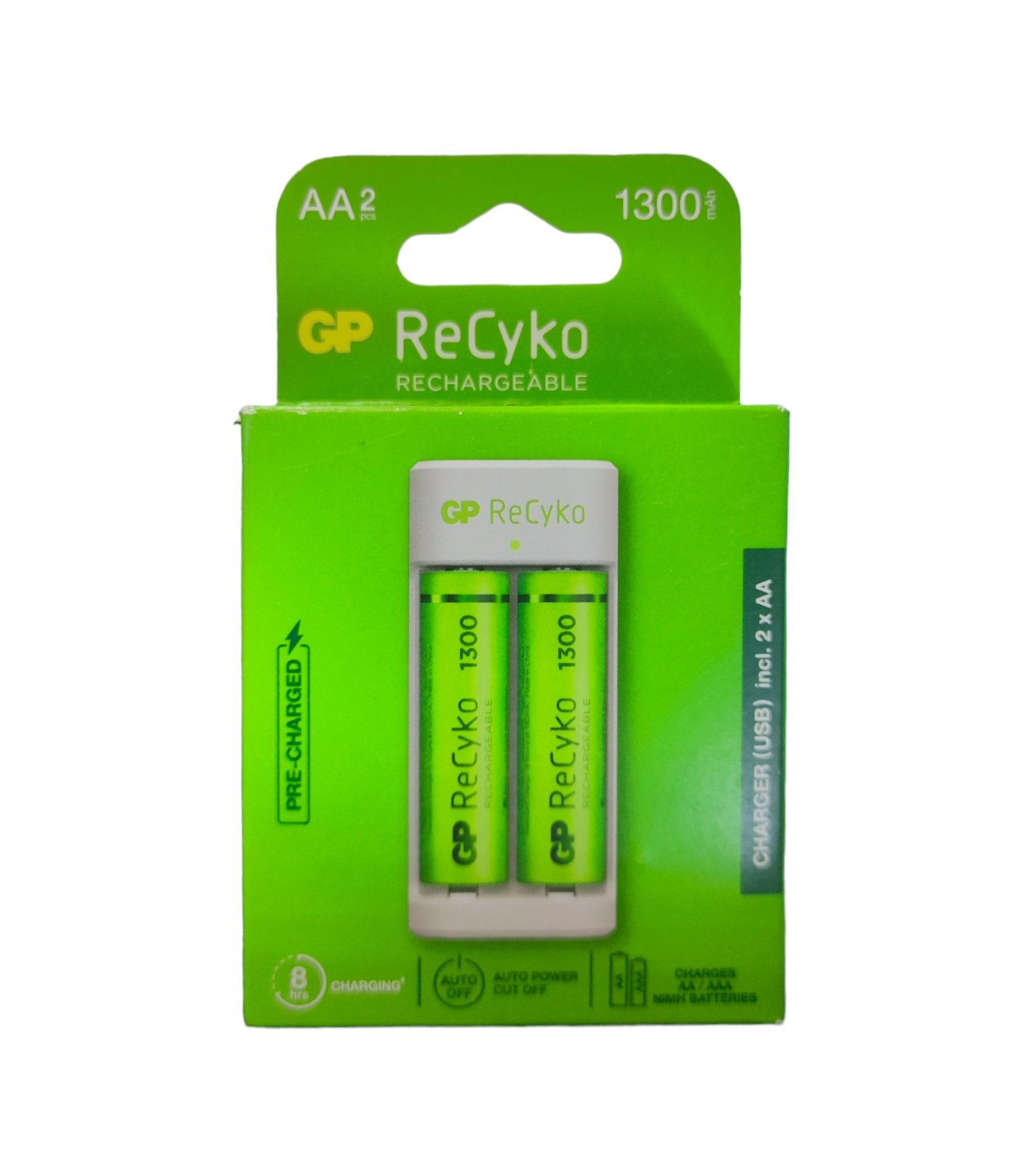 Cargador de baterías y pilas recargables AA GP RECYKO E211/USB AAx2