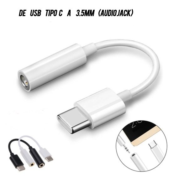 ADAPTADOR USB-C A 3.5 JACK, PARA AUDIFONOS